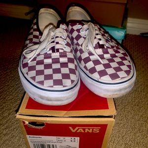 Burgundy checkered Vans